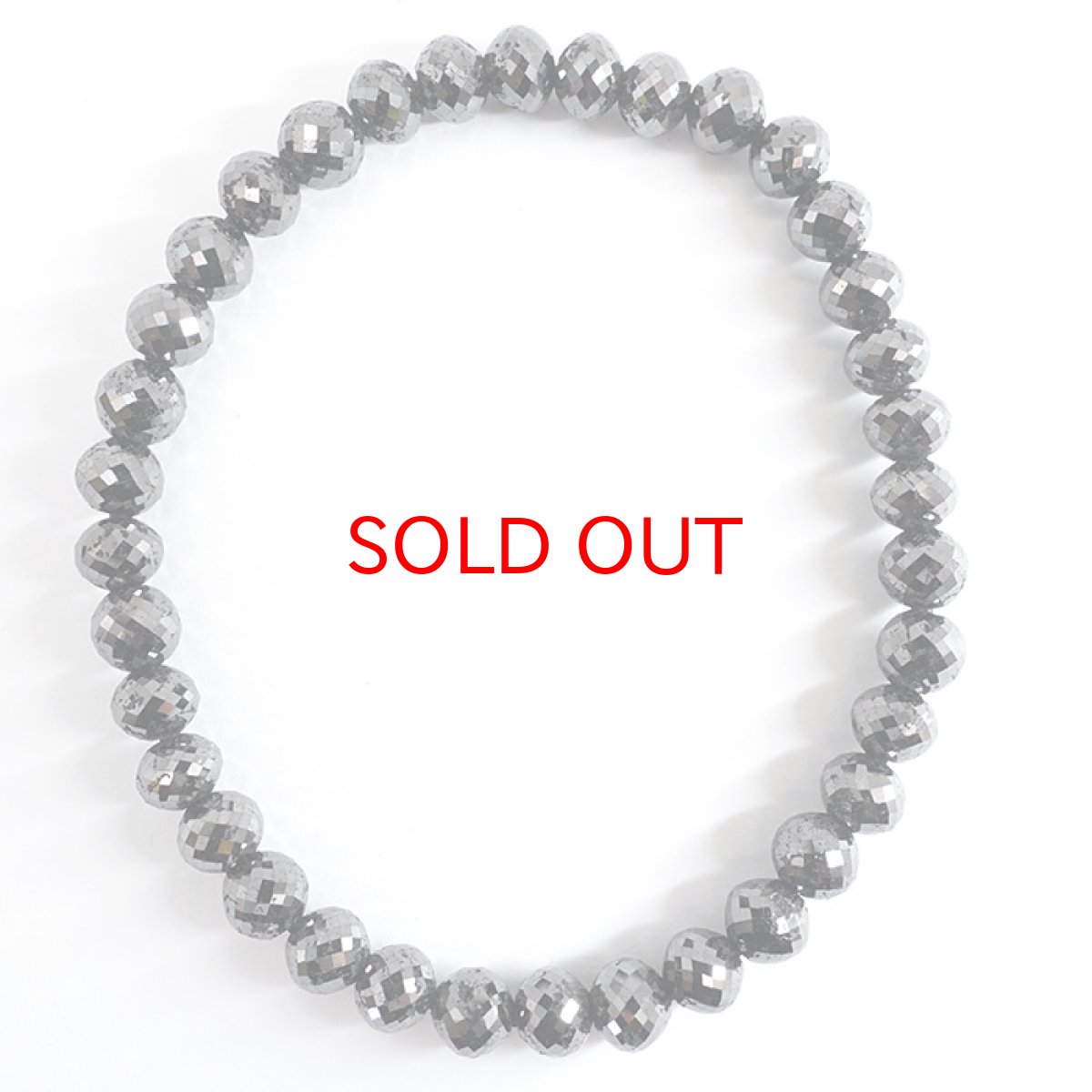 画像4: ブラックダイヤモンド 約68ct ブレスレット アフリカ産  鉱物証明書つき【一点物】 約6×5mmカット玉 天然ダイヤモンド Black Diamond 天然石 パワーストーン カラーストーン (4)