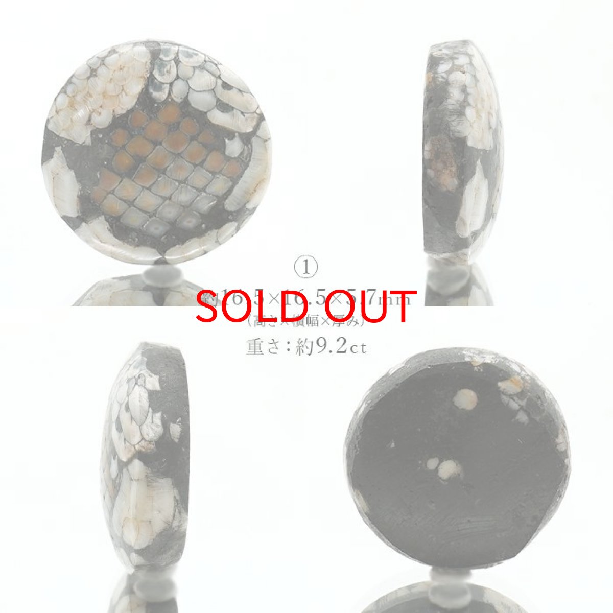 画像2: スネ―クスキンストーン ルース インドネシア産 Snakeskin Stone ラウンド形 希少石 裸石 天然石 パワーストーン (2)