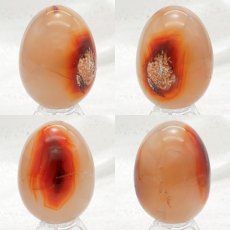 画像2: ファイヤーレースアゲート エッグ 約60mm インドネシア産 【 一点もの 】 卵 縞瑪瑙 天然石 パワーストーン カラーストーン (2)