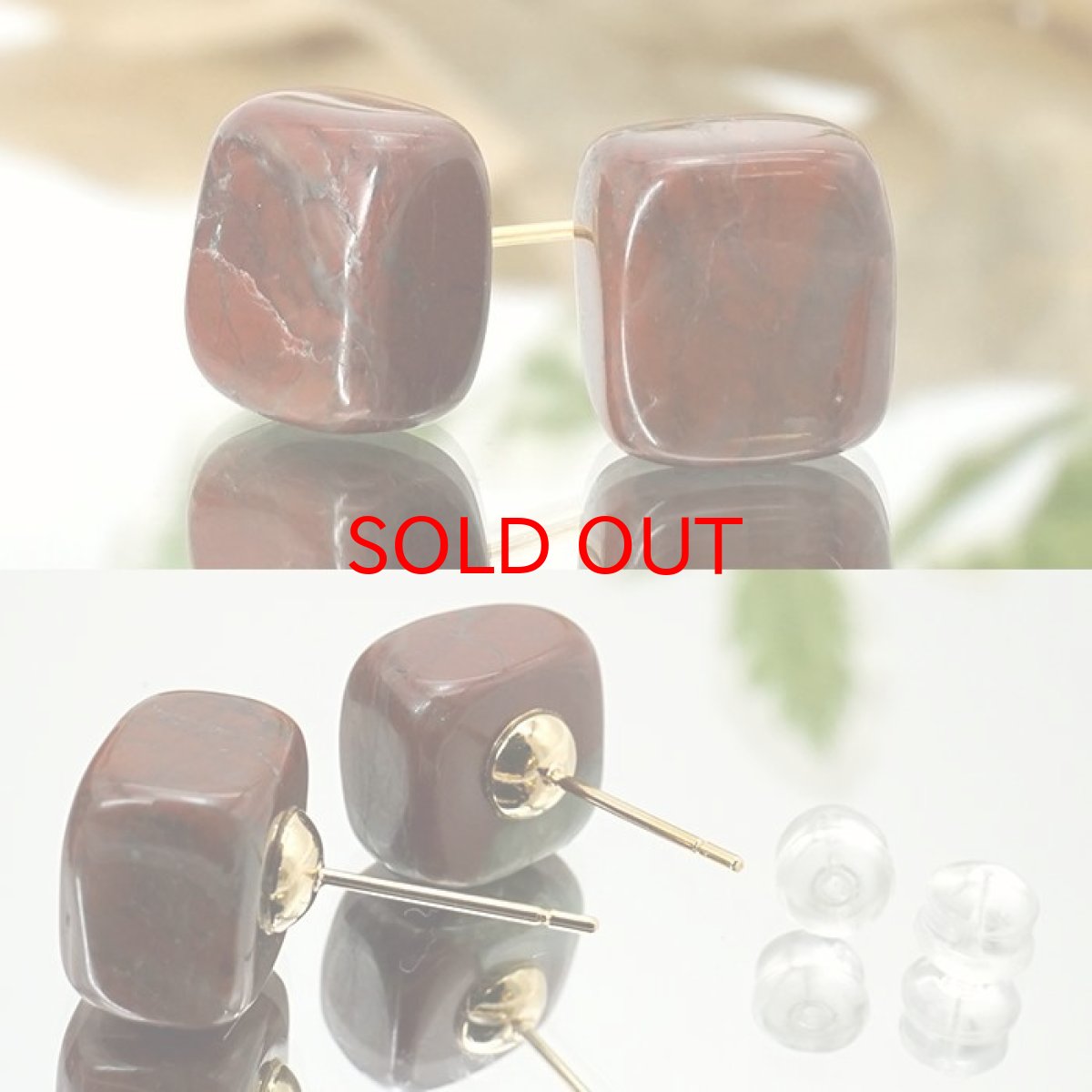 画像2: 紀州赤石 ピアス 突き刺し型 和歌山県産 KISHU Redstone 日本製 天然石ピアス ラフ原石 お守り 浄化 日本銘石 天然石 パワーストーン カラーストーン (2)