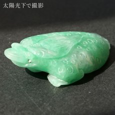 画像6: ミャンマー翡翠 金銭三本足蛙 彫り物 Jade Jadeite 一点もの ひすい ヒスイ 三本足の蛙 みつあしのかえる 手彫り お守り カラーストーン (6)