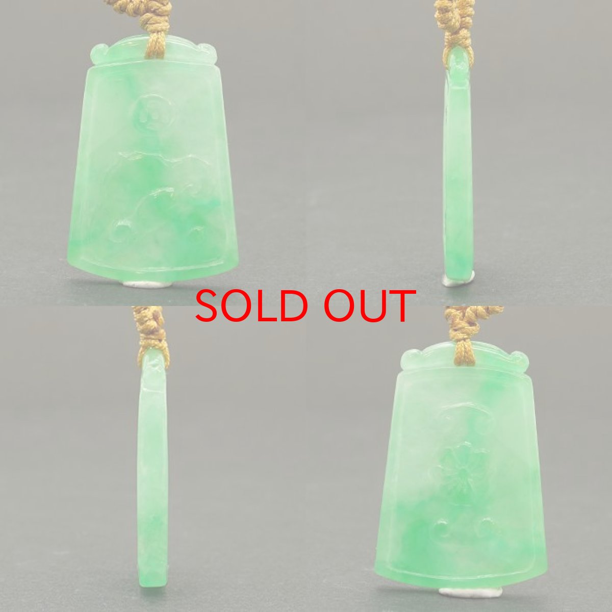 画像2: ミャンマー翡翠 如意×古銭 彫り物 Jade Jadeite 一点もの ひすい ヒスイ 国石 手彫り お守り カラーストーン (2)