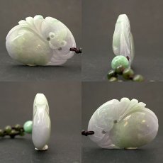 画像2: ミャンマー翡翠  如意×蝙蝠 ネックレス 彫り物 Jade Jadeite emerald 一点もの ひすい ヒスイ 手彫り お守り カラーストーン (2)