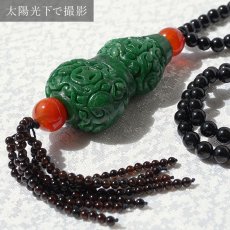 画像7: ミャンマー翡翠 メタルネックレス ミャンマー産 ダークグリーン 彫り物 稀少価値 パワーストーン jade 一点物  天然石 カラーストーン (7)