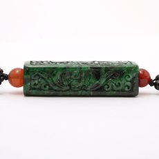 画像2: ミャンマー翡翠 ネックレス ミャンマー産 ダークグリーン 彫り物 稀少価値 パワーストーン jade 一点物  天然石 カラーストーン (2)