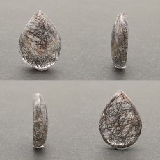 画像2: ブラックルチルクォーツ ルース ドロップ 12.48ct ブラジル産 一点もの black rutile quartz ルチルクォーツ インクォーツ 水晶  天然石 パワーストーン お守り 浄化 天然石 カラーストーン (2)