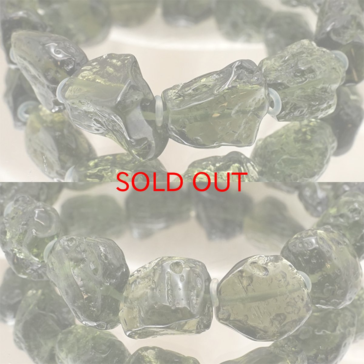 画像2: モルダバイト 原石 ブレスレット 30.1g チェコ産 【一点物】 moldavite 天然ガラス モルダヴ石 パワーストーン カラーストーン (2)