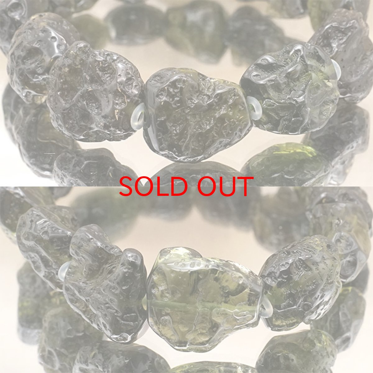 画像2: モルダバイト 原石 ブレスレット 38.6g チェコ産 【一点物】 moldavite 天然ガラス モルダヴ石 パワーストーン カラーストーン (2)