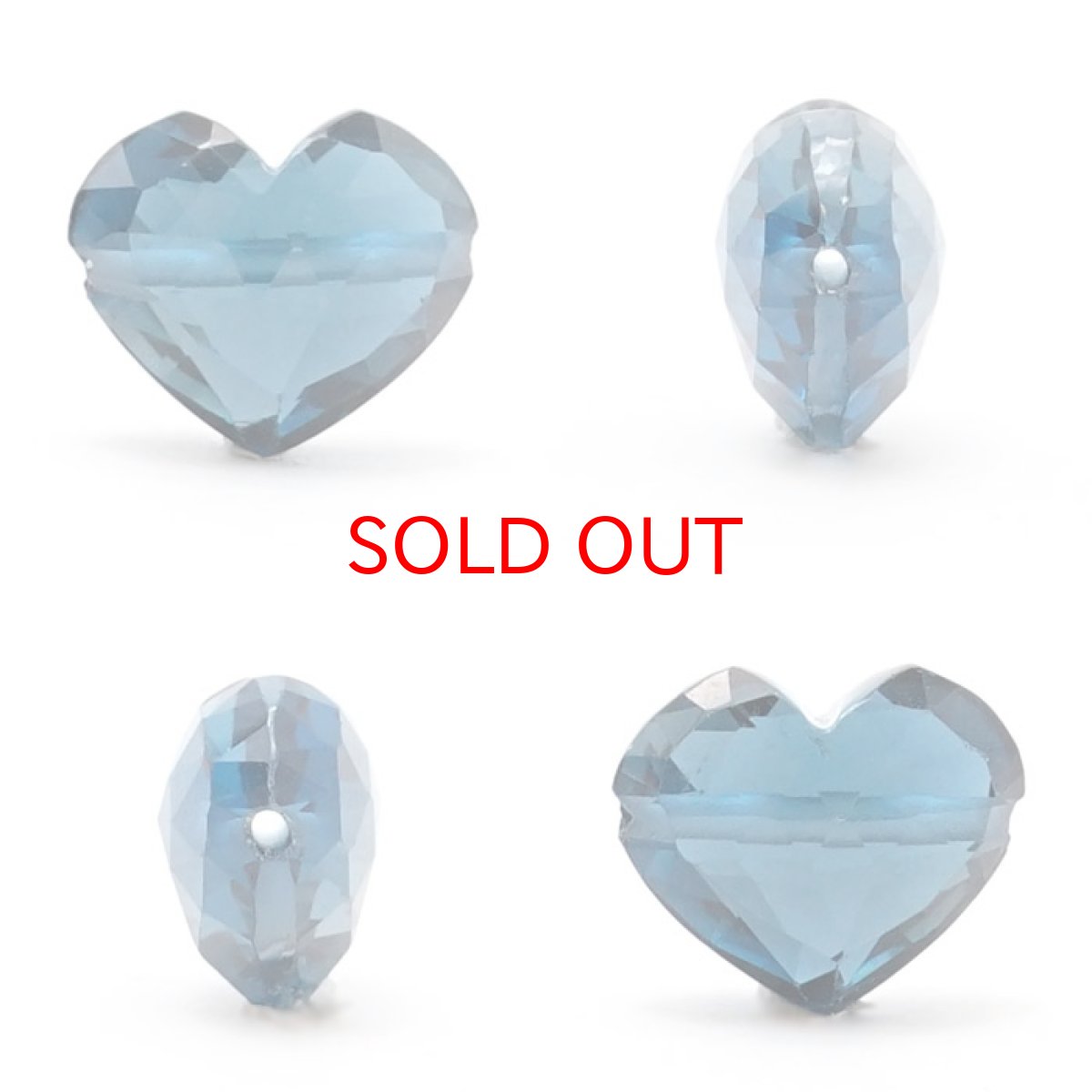 画像2: 天然石 ハート型ビーズ ロンドンブルートパーズ 11.6×13.8mm ブラジル産 【一点もの・一粒売り】 横穴貫通 穴あき 天然石 パワーストーン カラーストーン (2)