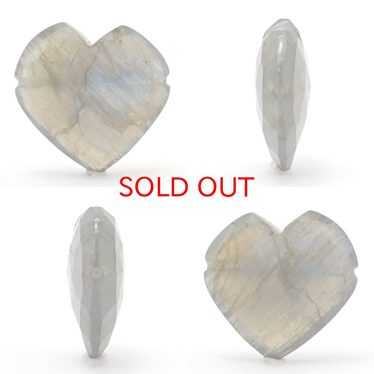 画像2: 【20%OFFセール】 天然石 ハート型ビーズ ラブラドライト 21.1×21.8mm マダガスカル産 【一点もの・一粒売り】 横穴貫通 穴あき 天然石 パワーストーン カラーストーン (2)