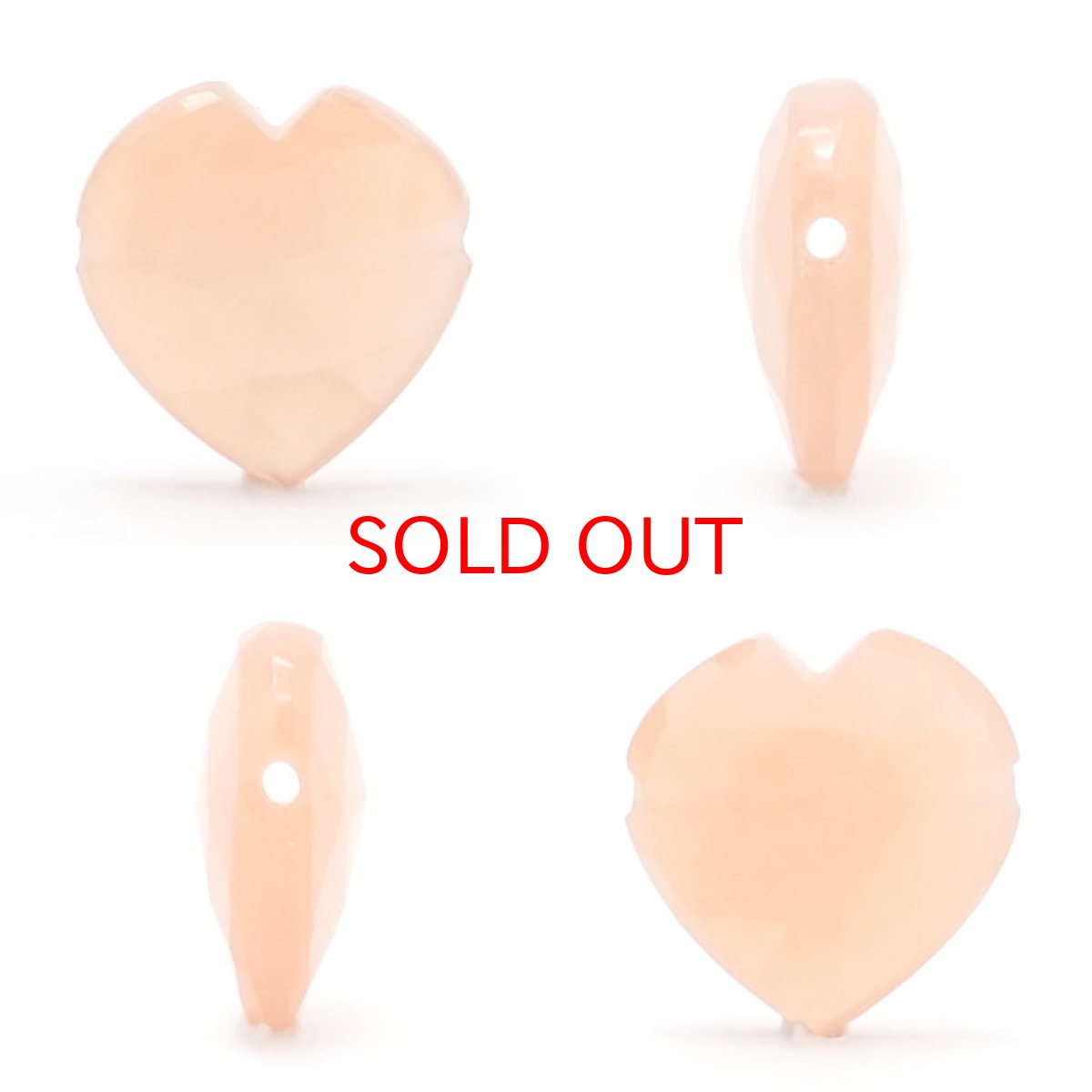 画像2: 天然石 ハート型ビーズ オレンジムーンストーン 13.0×12.9mm スリランカ産 【一点もの・一粒売り】 横穴貫通 穴あき 天然石 パワーストーン カラーストーン (2)