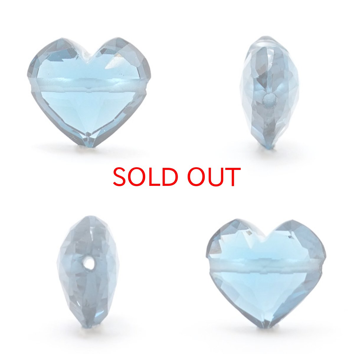 画像2: 天然石 ハート型ビーズ ロンドンブルートパーズ 11.5×12.7mm ブラジル産 【一点もの・一粒売り】 横穴貫通 穴あき 天然石 パワーストーン カラーストーン (2)