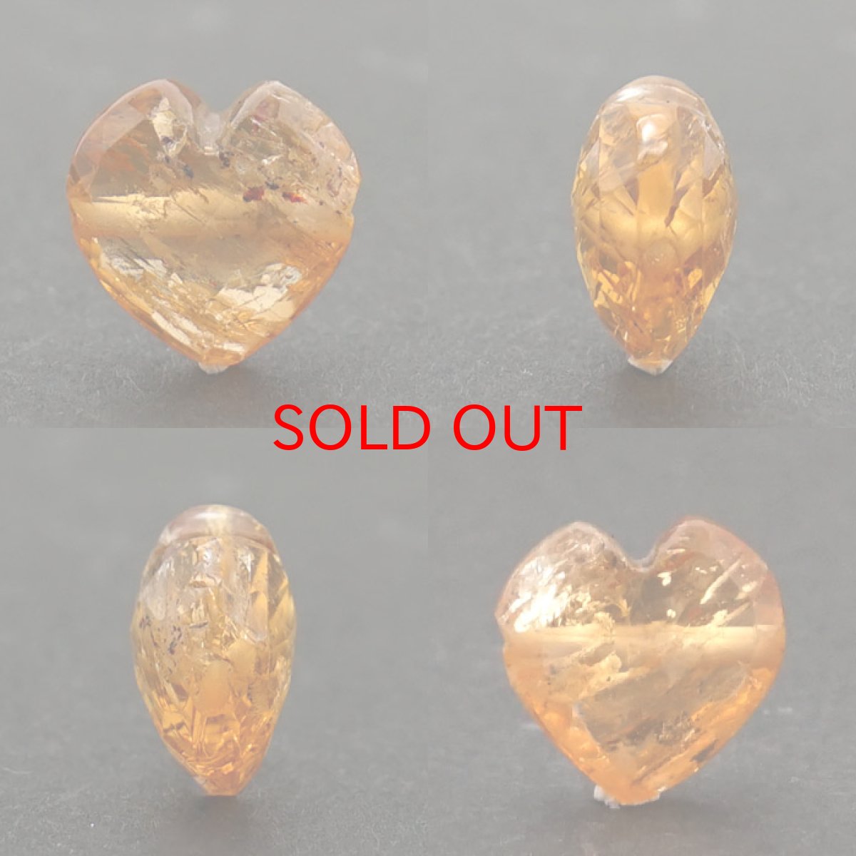 画像2: 【20%OFFセール】 天然石 ハート型ビーズ  インペリアルトパーズ 10.0×10.2mm ブラジル産 【一点もの・一粒売り】 横穴貫通 穴あき 天然石 パワーストーン カラーストーン (2)