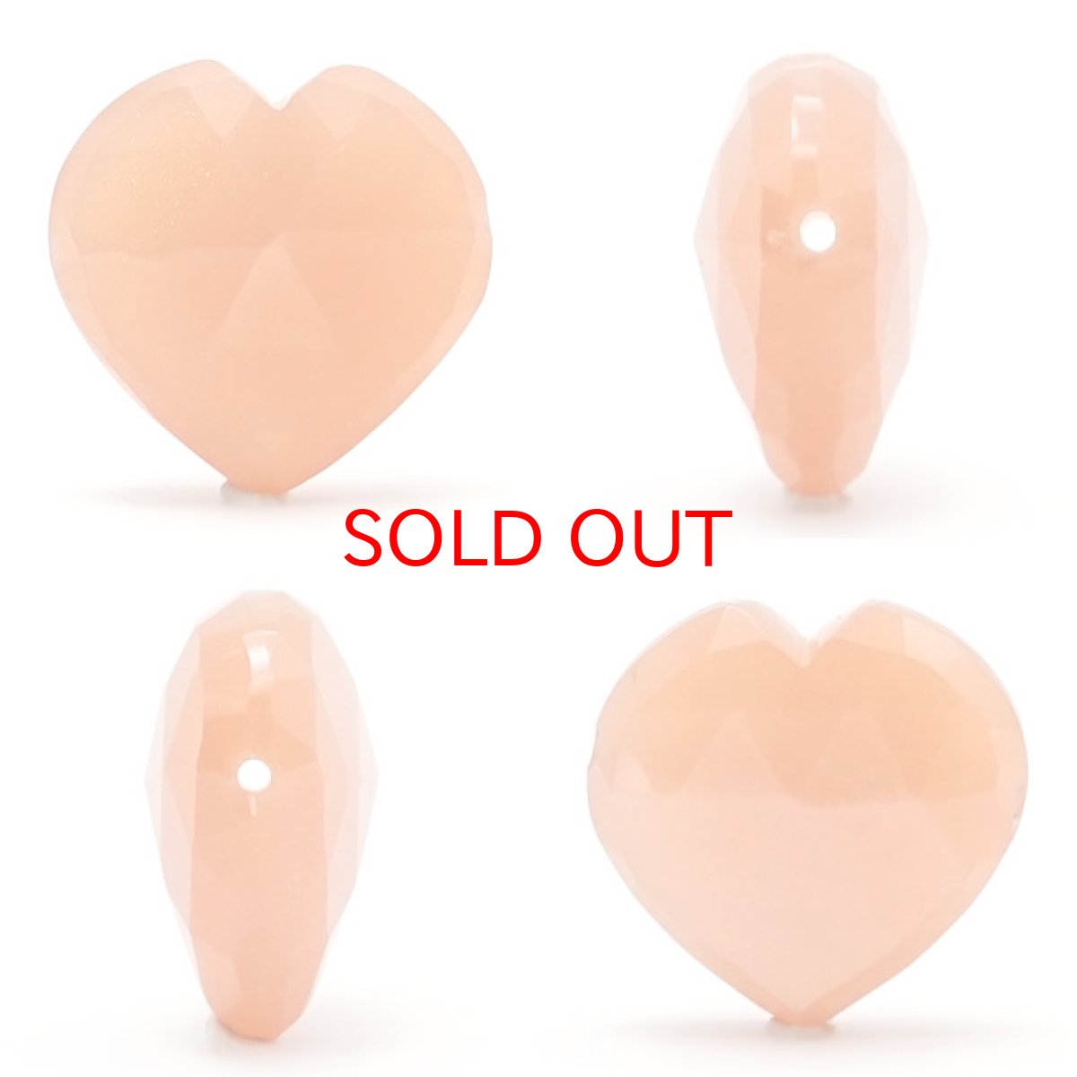 画像2: 天然石 ハート型ビーズ オレンジムーンストーン 15.8×16.3mm スリランカ産 【一点もの・一粒売り】 横穴貫通 穴あき 天然石 パワーストーン カラーストーン (2)