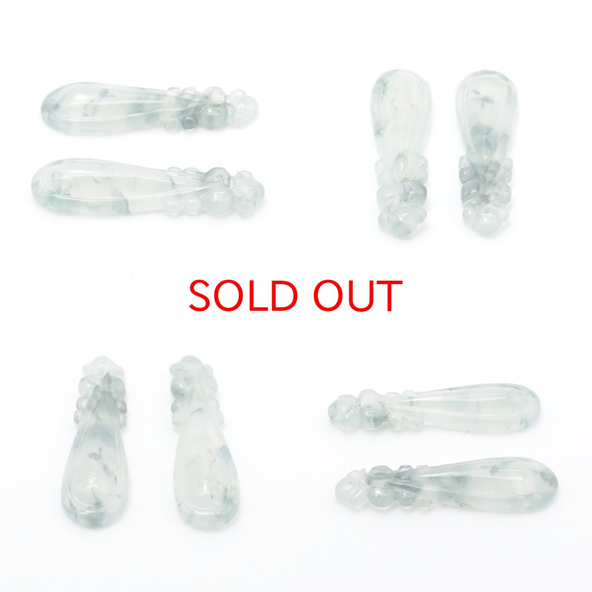 画像2: 【20%OFFセール】 氷翡翠 如意 彫り物 ピアス ペア 【 一点もの 】 Jade Jadeite ミャンマー翡翠 ひすい ヒスイ 翡翠 お守り 彫物 天然石 パワーストーン カラーストーン (2)