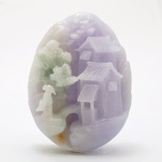 画像2: ラベンダー翡翠 松下老人 彫り物 ミャンマー翡翠 【 一点もの 】 Jade Jadeite ひすい ヒスイ 翡翠 お守り 彫物 天然石 パワーストーン カラーストーン (2)