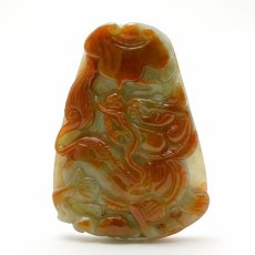 画像2: ミャンマー翡翠 麒麟 彫り物 【 一点もの 】 Jade Jadeite ひすい ヒスイ 翡翠 お守り 彫物 天然石 パワーストーン カラーストーン (2)