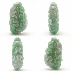 画像2: ミャンマー翡翠 白菜×如意 彫り物 【 一点もの 】 Jade Jadeite ひすい ヒスイ 翡翠 お守り 彫物 天然石 パワーストーン カラーストーン (2)