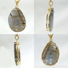 画像2: ラブラドライト ペンダントトップ SV925 10.6g マダガスカル産 一点物 ゴールド labradorite 天然石 パワーストーン カラーストーン (2)