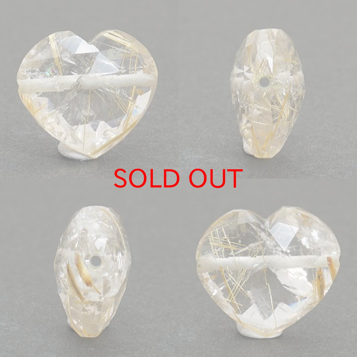 画像2: 天然石 ハート型ビーズ ルチルクォーツ 8.44ct ブラジル産 【一点もの・一粒売り】 横穴貫通 穴あき 天然石 パワーストーン カラーストーン (2)