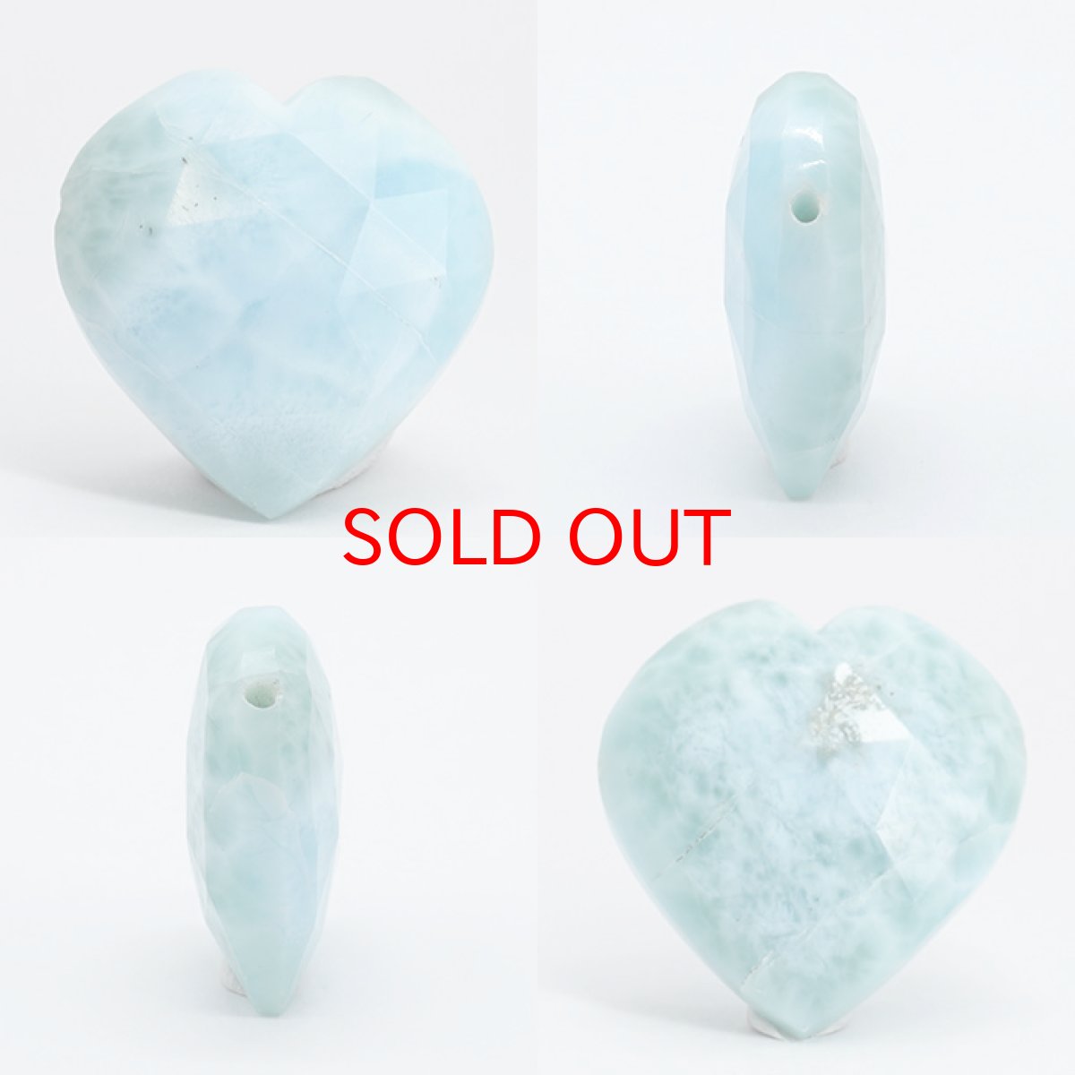 画像2: 天然石 ハート型ビーズ ラリマー ドミニカ産 【一点もの・一粒売り】 横穴貫通 穴あき 天然石 パワーストーン カラーストーン (2)