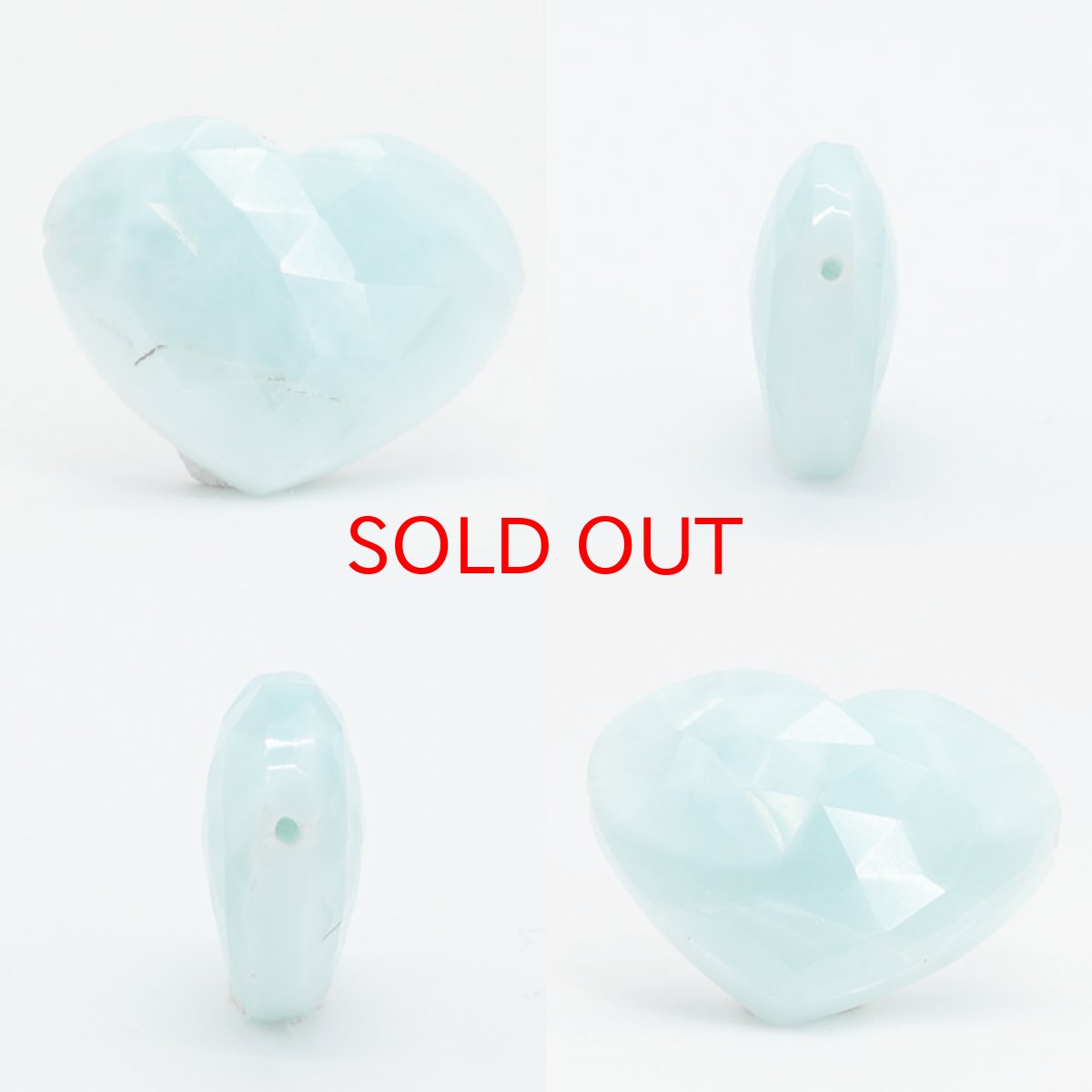 画像2: 天然石 ハート型ビーズ ラリマー ドミニカ産 【一点もの・一粒売り】 横穴貫通 穴あき 天然石 パワーストーン カラーストーン (2)