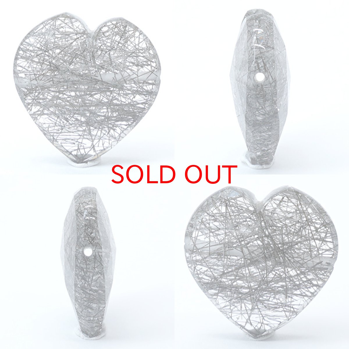 画像2: 天然石 ハート型ビーズ ブラックルチル ブラジル産 【一点もの・一粒売り】 横穴貫通 穴あき 天然石 パワーストーン カラーストーン (2)