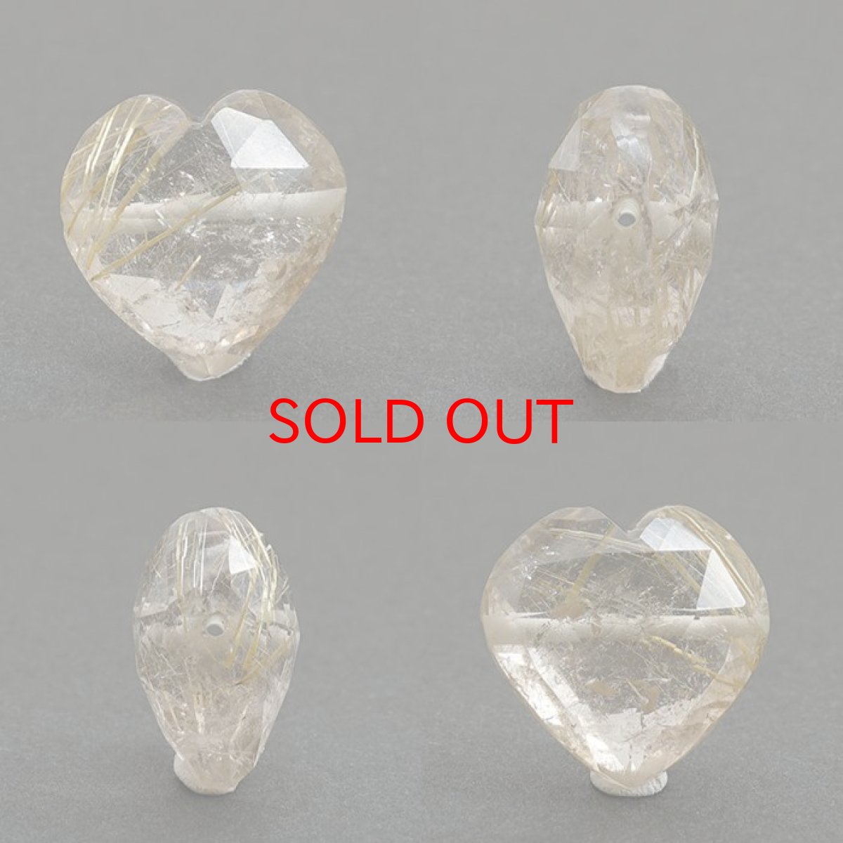 画像2: 天然石 ハート型ビーズ ルチルクォーツ 12.14ct ブラジル産 【一点もの・一粒売り】 横穴貫通 穴あき 天然石 パワーストーン カラーストーン (2)