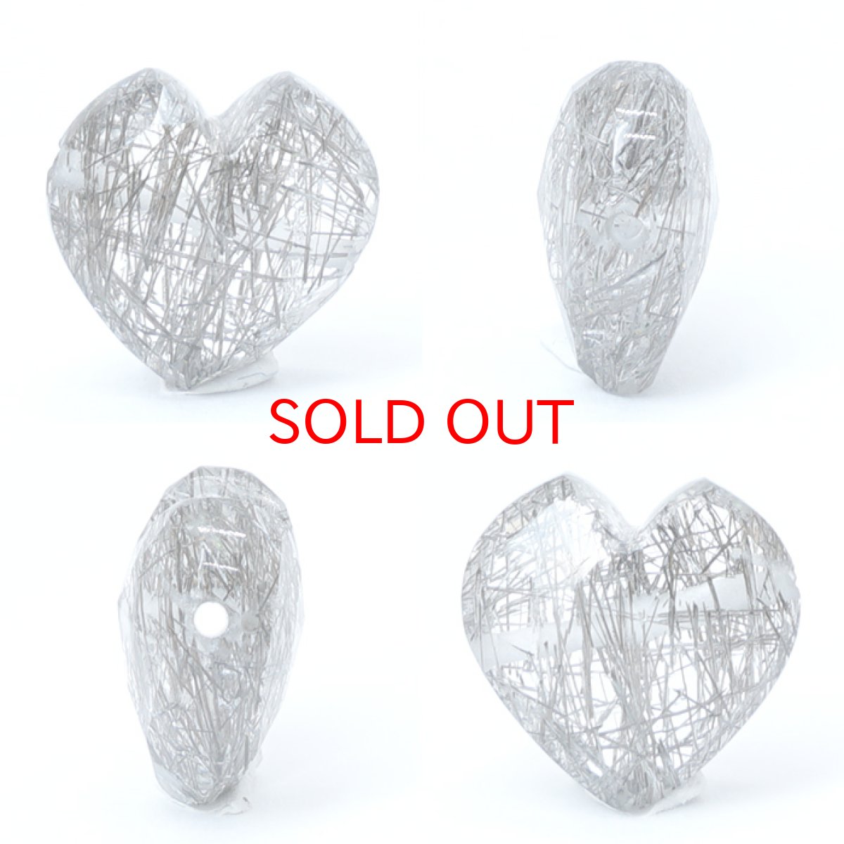 画像2: 天然石 ハート型ビーズ ブラックルチル ブラジル産 【一点もの・一粒売り】 横穴貫通 穴あき 天然石 パワーストーン カラーストーン (2)