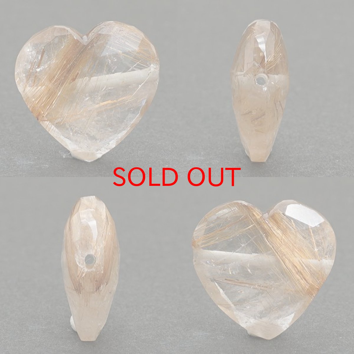 画像2: 天然石 ハート型ビーズ ルチルクォーツ 7.87ct ブラジル産 【一点もの・一粒売り】 横穴貫通 穴あき 天然石 パワーストーン カラーストーン (2)