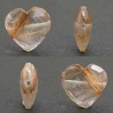 画像2: 天然石 ハート型ビーズ ルチルクォーツ 7.87ct ブラジル産 【一点もの・一粒売り】 横穴貫通 穴あき 天然石 パワーストーン カラーストーン (2)