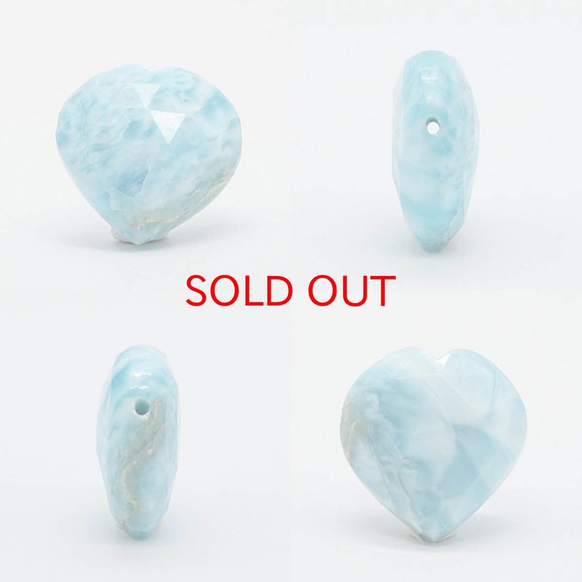 画像2: 天然石 ハート型ビーズ ラリマー ドミニカ産 【一点もの・一粒売り】 横穴貫通 穴あき 天然石 パワーストーン カラーストーン (2)