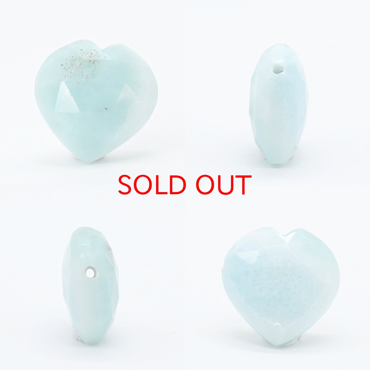 画像2: 天然石 ハート型ビーズ ラリマー ドミニカ産 【一点もの・一粒売り】 横穴貫通 穴あき 天然石 パワーストーン カラーストーン (2)