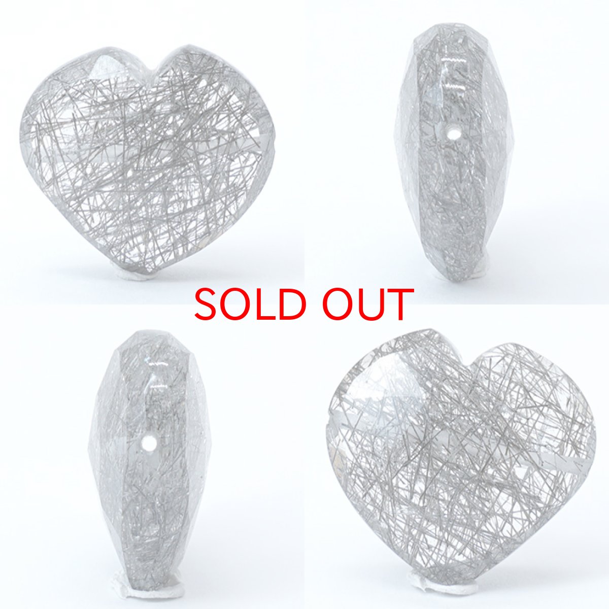 画像2: 天然石 ハート型ビーズ ブラックルチル ブラジル産 【一点もの・一粒売り】 横穴貫通 穴あき 天然石 パワーストーン カラーストーン (2)