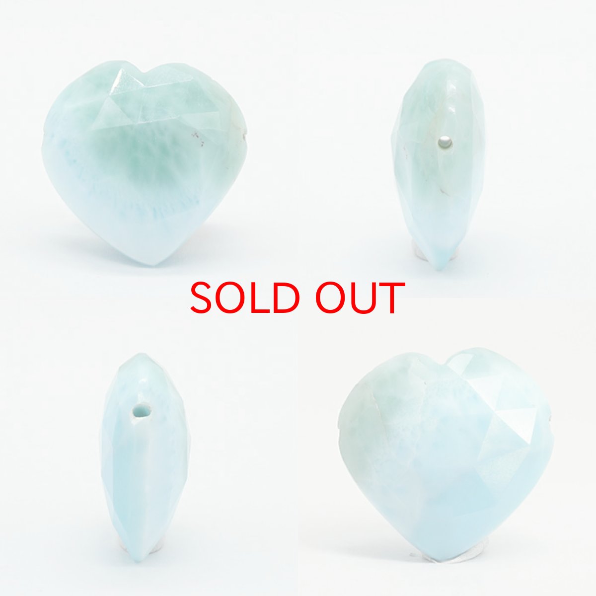 画像2: 天然石 ハート型ビーズ ラリマー ドミニカ産 【一点もの・一粒売り】 横穴貫通 穴あき 天然石 パワーストーン カラーストーン (2)