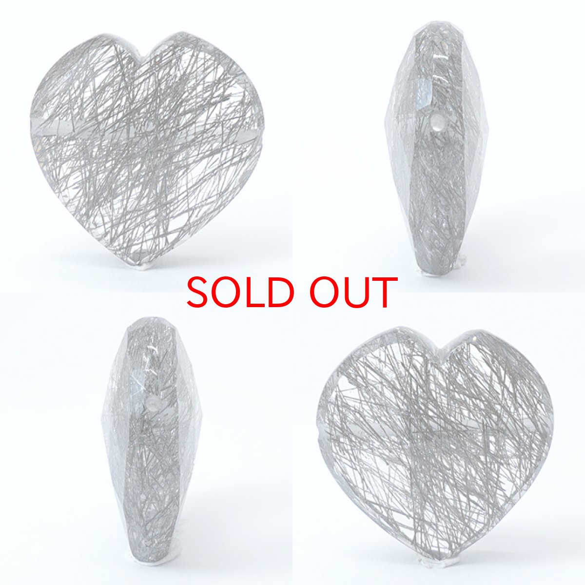 画像2: 天然石 ハート型ビーズ ブラックルチル ブラジル産 【一点もの・一粒売り】 横穴貫通 穴あき 天然石 パワーストーン カラーストーン (2)