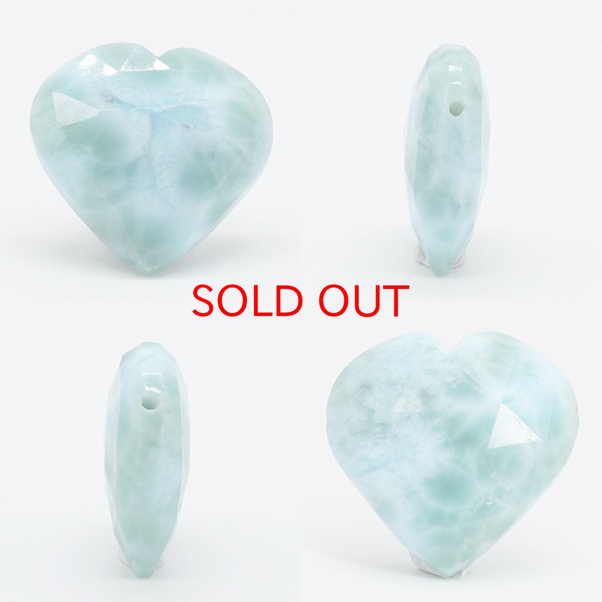 画像2: 天然石 ハート型ビーズ ラリマー ドミニカ産 【一点もの・一粒売り】 横穴貫通 穴あき 天然石 パワーストーン カラーストーン (2)