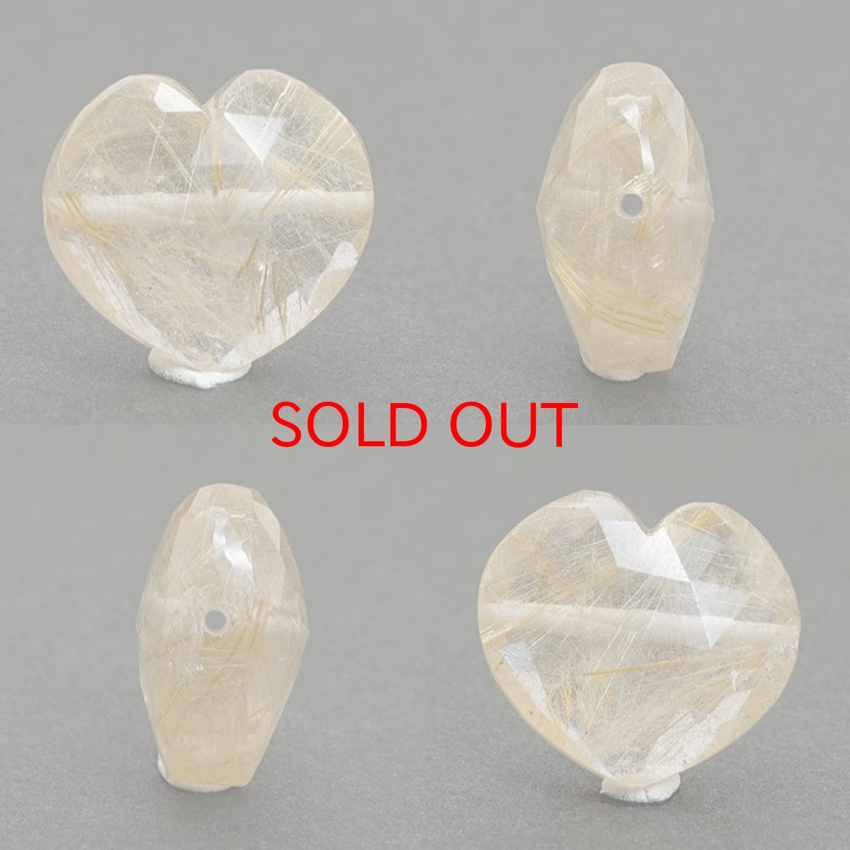 画像2: 天然石 ハート型ビーズ ルチルクォーツ 14.67ct ブラジル産 【一点もの・一粒売り】 横穴貫通 穴あき 天然石 パワーストーン カラーストーン (2)