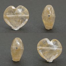 画像2: 天然石 ハート型ビーズ ルチルクォーツ 14.67ct ブラジル産 【一点もの・一粒売り】 横穴貫通 穴あき 天然石 パワーストーン カラーストーン (2)