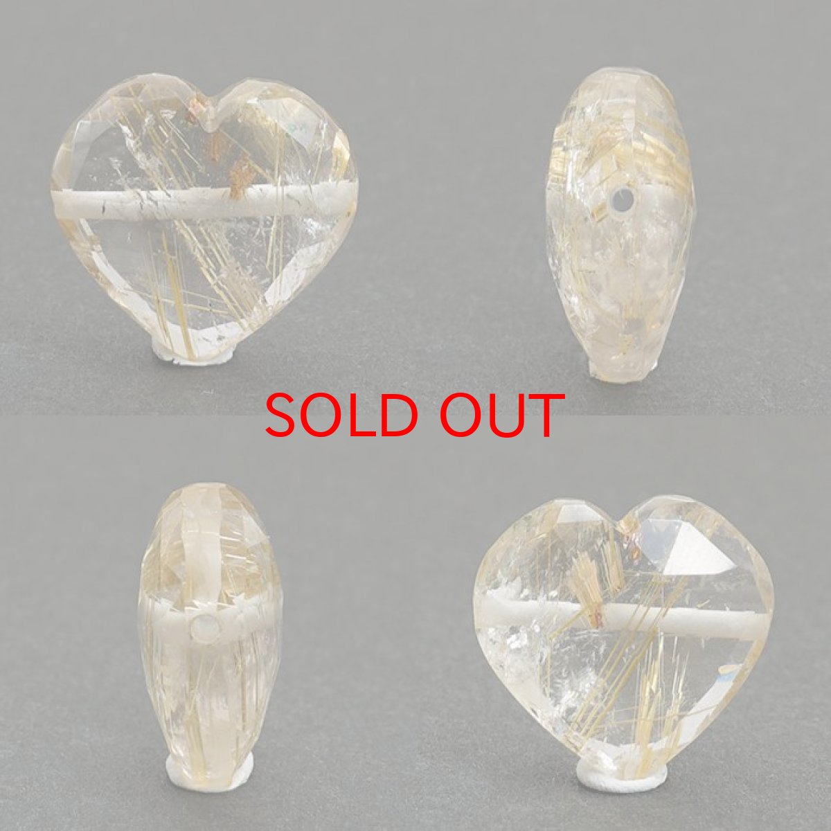 画像2: 天然石 ハート型ビーズ ルチルクォーツ 9.48ct ブラジル産 【一点もの・一粒売り】 横穴貫通 穴あき 天然石 パワーストーン カラーストーン (2)