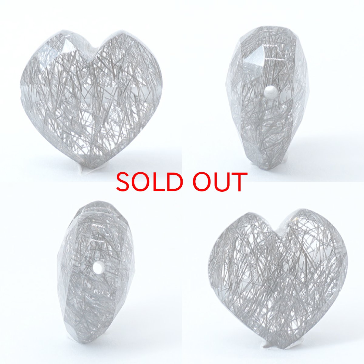 画像2: 天然石 ハート型ビーズ ブラックルチル ブラジル産 【一点もの・一粒売り】 横穴貫通 穴あき 天然石 パワーストーン カラーストーン (2)