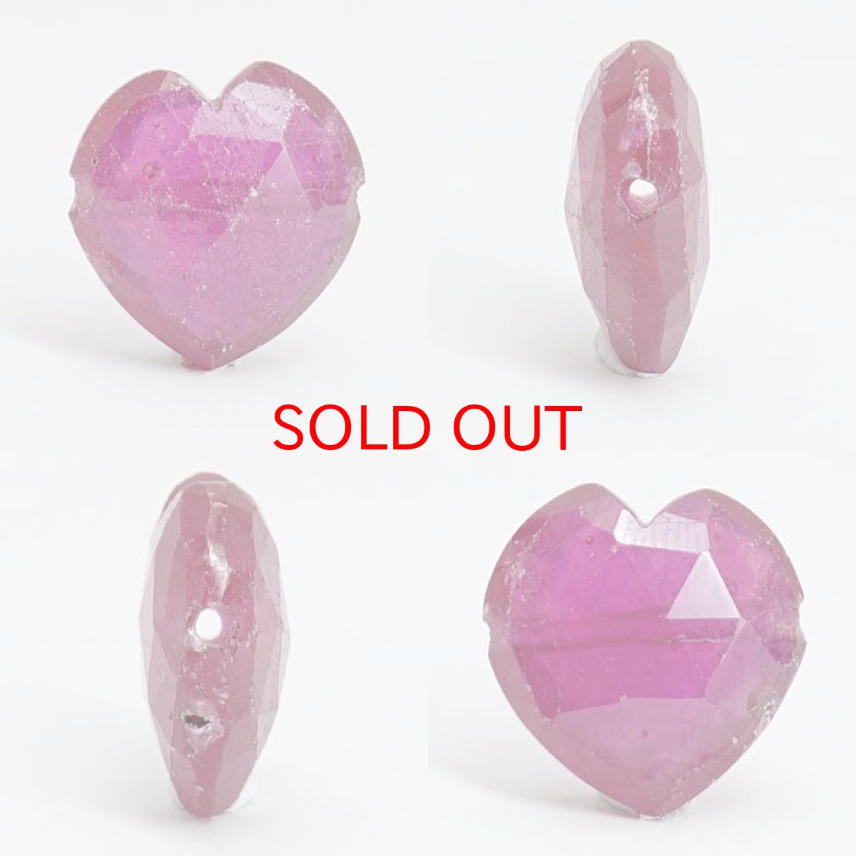 画像2: 【20%OFFセール】 天然石 ハート型ビーズ ルビー 6.53ct ミャンマー産 【一点もの・一粒売り】 横穴貫通 穴あき 天然石 パワーストーン カラーストーン (2)