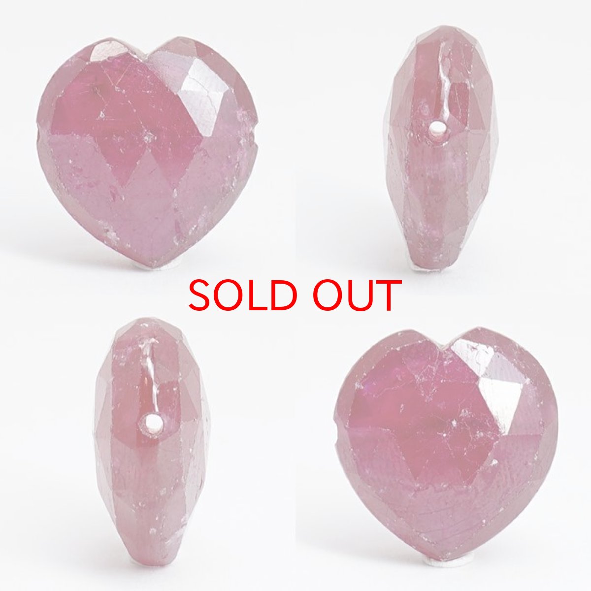 画像2: 天然石 ハート型ビーズ ルビー 16.02ct ミャンマー産 【一点もの・一粒売り】 横穴貫通 穴あき 天然石 パワーストーン カラーストーン (2)