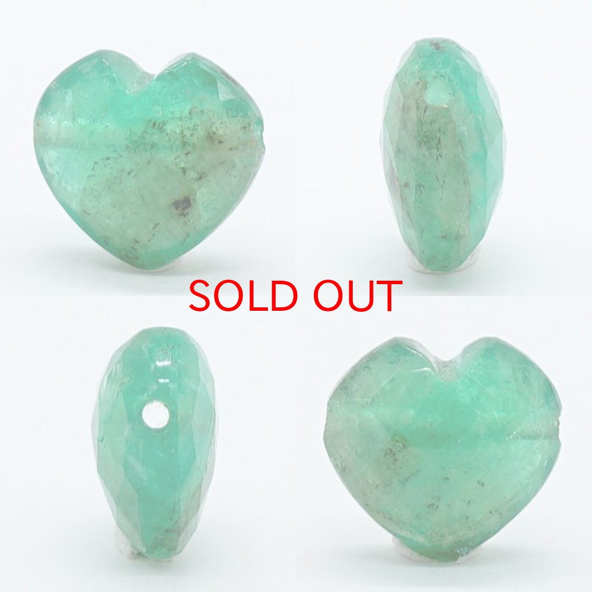 画像2: 天然石 ハート型ビーズ エメラルド 3.81ct コロンビア産 【一点もの・一粒売り】 横穴貫通 穴あき 天然石 パワーストーン カラーストーン (2)