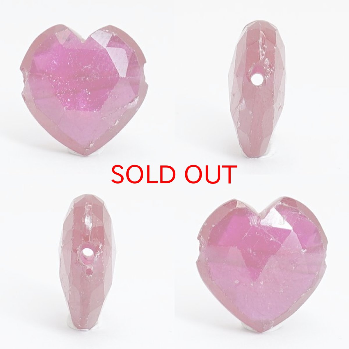 画像2: 【20%OFFセール】 天然石 ハート型ビーズ ルビー 6.47ct ミャンマー産 【一点もの・一粒売り】 横穴貫通 穴あき 天然石 パワーストーン カラーストーン (2)