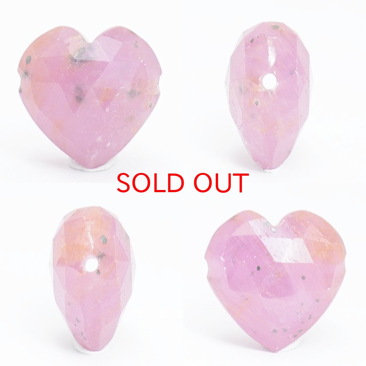 画像2: 【20%OFFセール】 天然石 ハート型ビーズ 天然ルビー 7.25ct ミャンマー産 【一点もの・一粒売り】 横穴貫通 穴あき 天然石 パワーストーン カラーストーン (2)