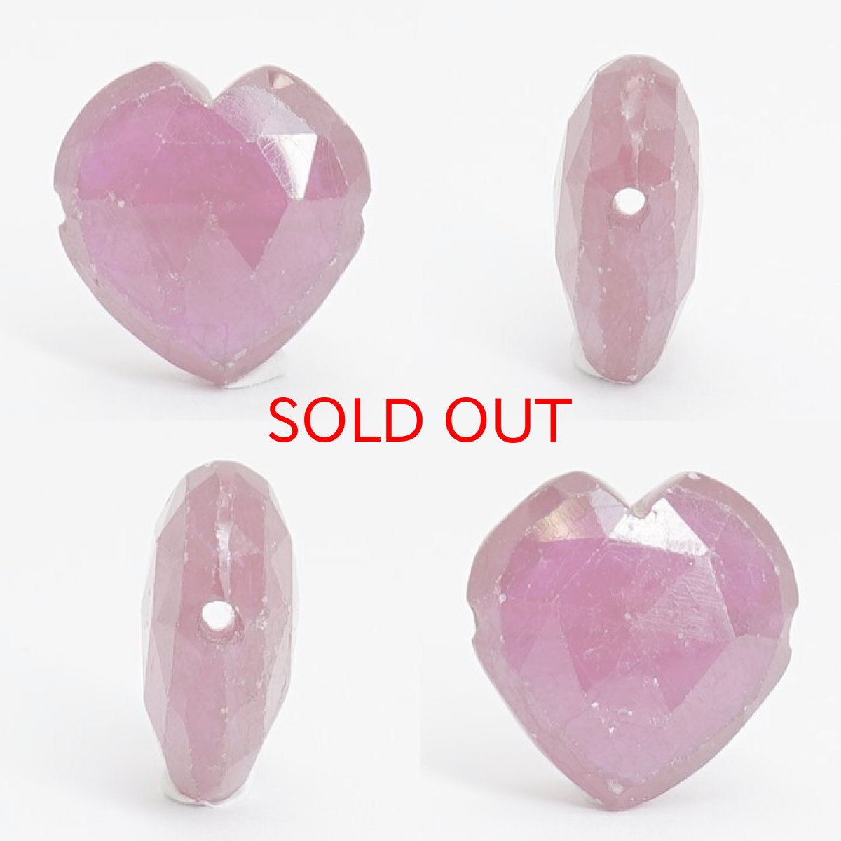 画像2: 天然石 ハート型ビーズ ルビー 8.11ct ミャンマー産 【一点もの・一粒売り】 横穴貫通 穴あき 天然石 パワーストーン カラーストーン (2)