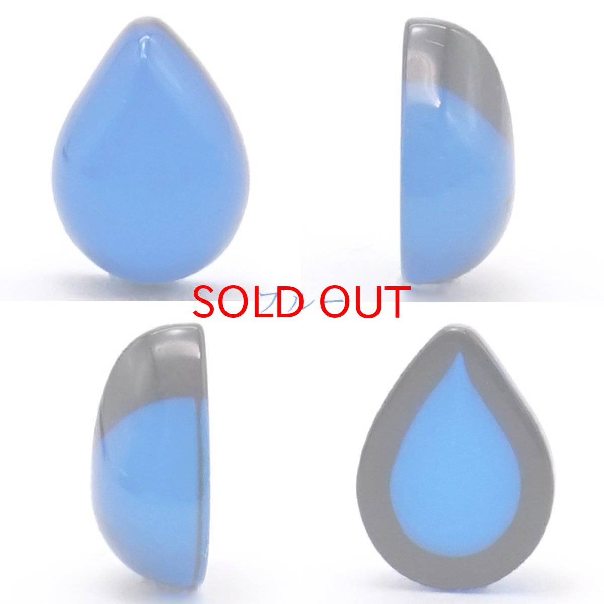 画像3: 天然琥珀 サファイアブルー&グリーン アンバー ドロップ型 ルース 約1.1ct前後 リトアニア産 amber 天然石 パワーストーン カラーストーン (3)