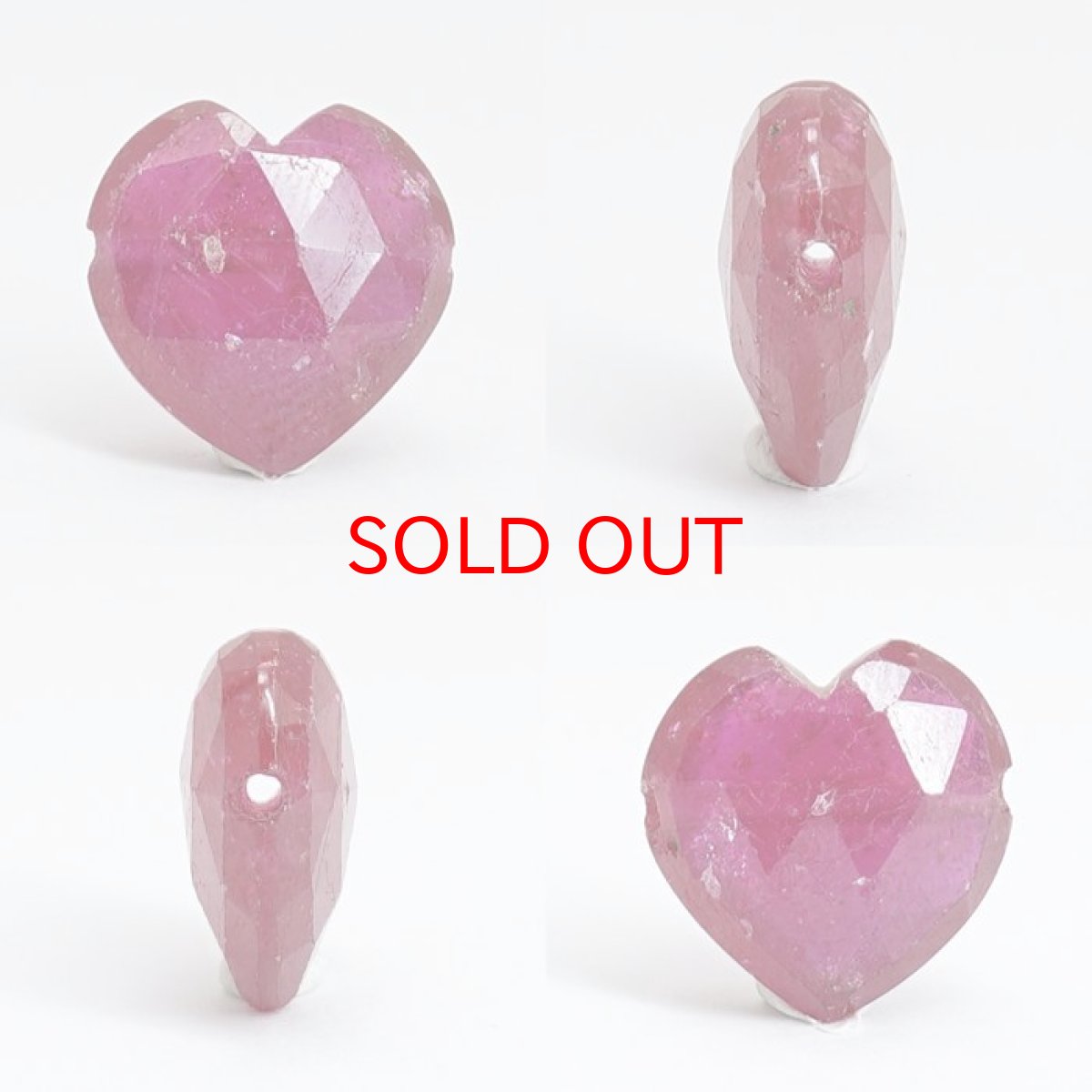 画像2: 天然石 ハート型ビーズ ルビー 6.19ct ミャンマー産 【一点もの・一粒売り】 横穴貫通 穴あき 天然石 パワーストーン カラーストーン (2)