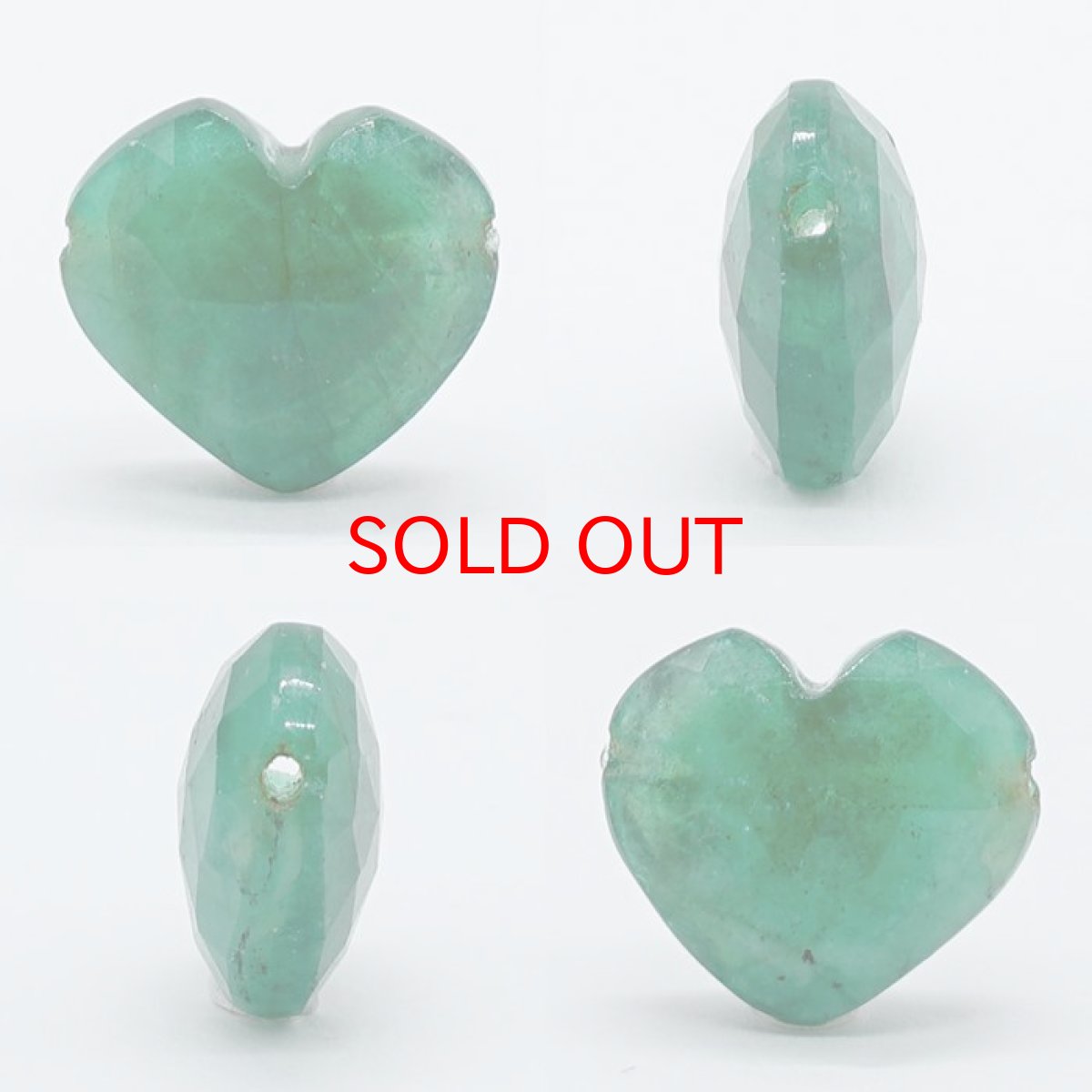 画像2: 天然石 ハート型ビーズ エメラルド 5.77ct コロンビア産 【一点もの・一粒売り】 横穴貫通 穴あき 天然石 パワーストーン カラーストーン (2)